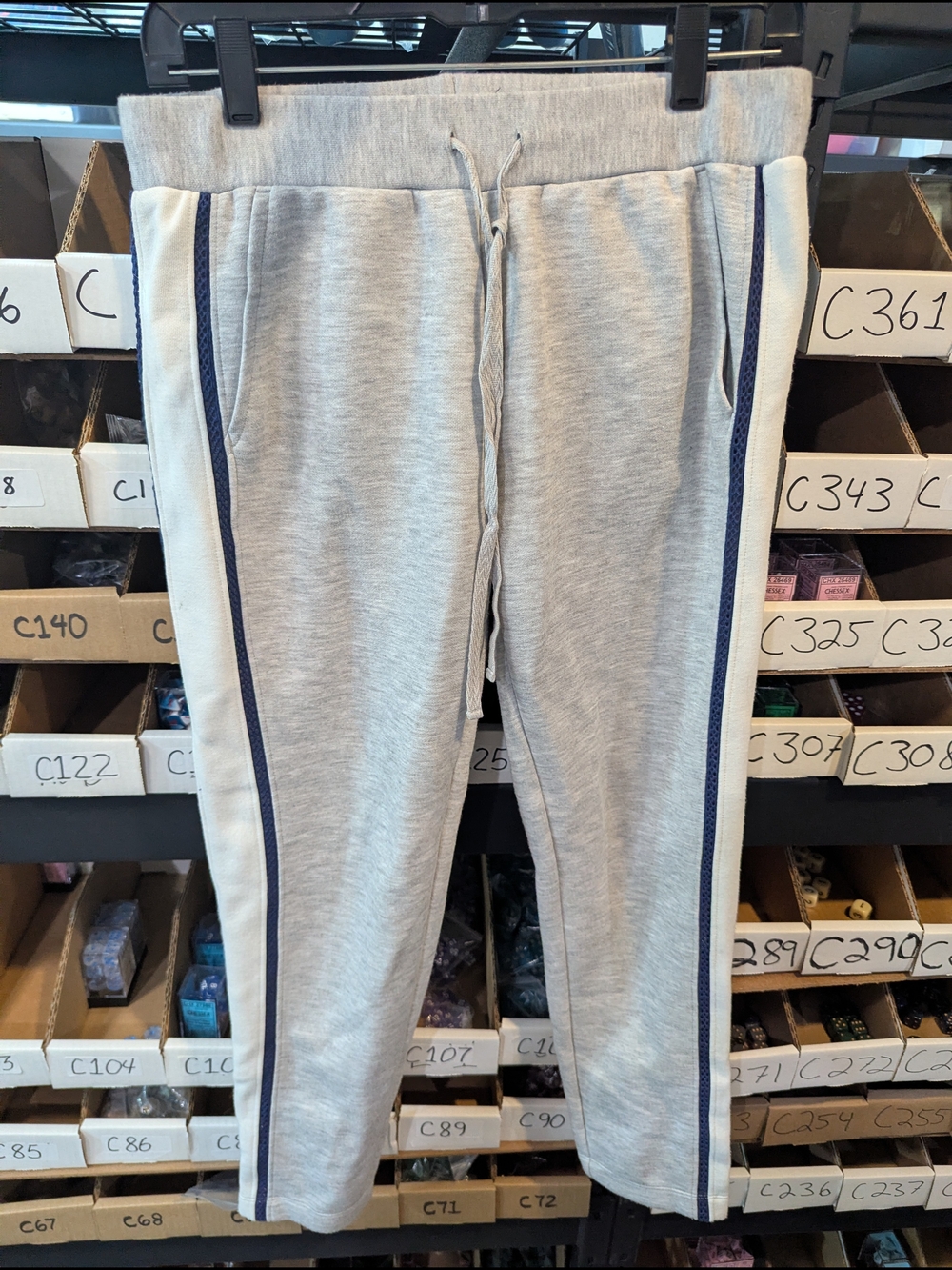 Lou & Grey Light Gray Joggers with Navy Side Stripe